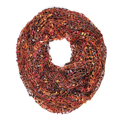 $7.45 • Buy 64  Wide Crochet Confetti Infinity Spring Summer Scarf Knit Multi Color Loop