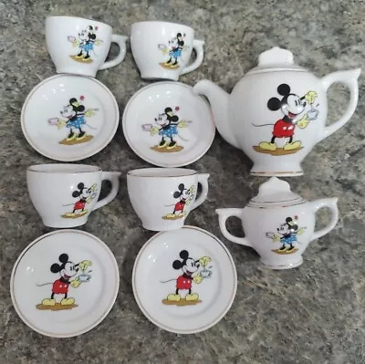 Mickey And Minnie Mouse 12 Piece Porcelain Tea Set Schylling Vintage • $24.99