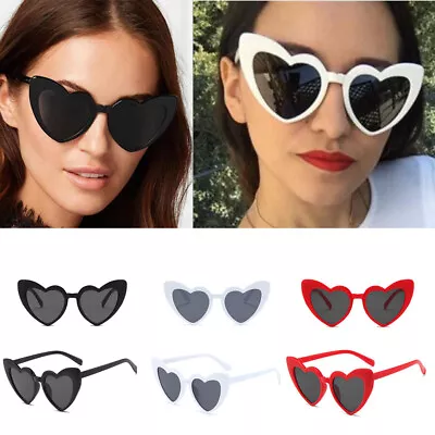 Retro Lolita Love Heart Shape Sunglasses Womens UV400 Cat Eye Vintage Sunglasses • £1.19