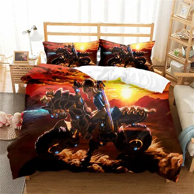Single Double King Super King Size Bed Quilt Duvet Cover Set Zelda Link Sunset • £34.19