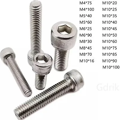 M4-M10 304 Stainless Steel Allen Hex Socket Cap Head Screws Bolts DIN912 • $11.99