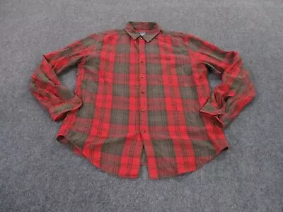 J Crew Shirt Adult L Red Plaid Flannel New York Outdoors Vintage Casual Mens • $14.95