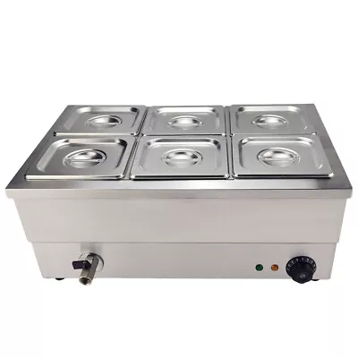 Bain Marie Food Warmer 6 Pots Commercial Catering Wet Well Heat Electric 1500W • $189