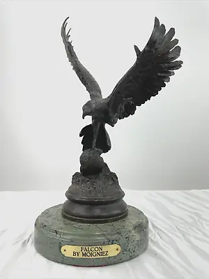 Falcon By Jules Moigniez / Bronze Sculpture Statue Figurine 15  W/ Marble Base • $125.27