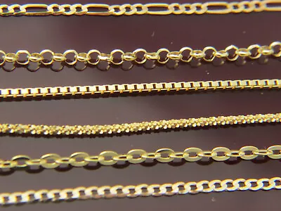 Solid 10k Gold Chains Rolo Figaro Curb Cable Box Chain With Lobster Clasp • $98.99