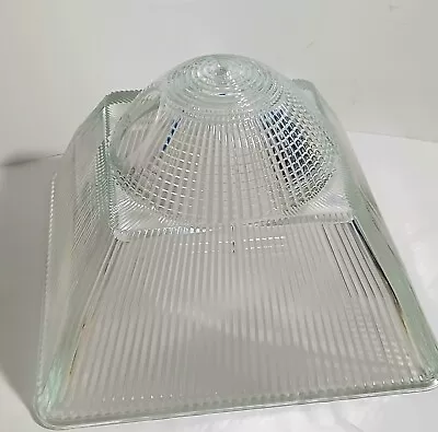 Vintage Holophane Domed Art Deco Industrial Light Shade 13  Sq Side Fitter 3   • $45