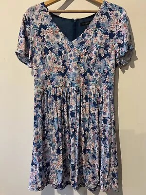 $26 • Buy Forever New Short Sleeved Viscose Floral Dress Size Aus 16 Eur 44 Usa 12