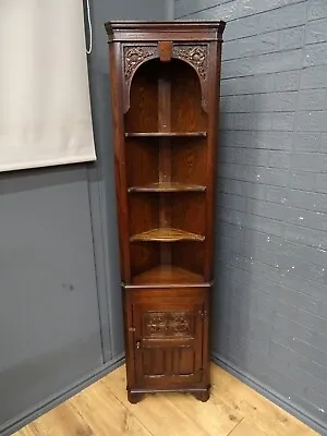 Vintage Jaycee Tall Narrow Oak Corner Cabinet • £175