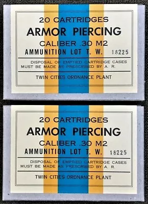 Twin Cities Cal. .30  M2  Armor Piercing  Wwii  New Replica 20 Round Ammo Boxes • $8.50