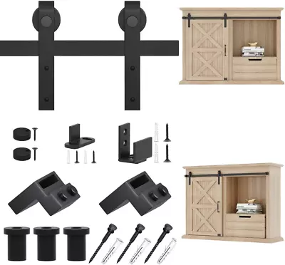 2.5-8 FT Super Mini Barn Door Hardware Kit For Small Cabinet TV Stand Console • £45.35