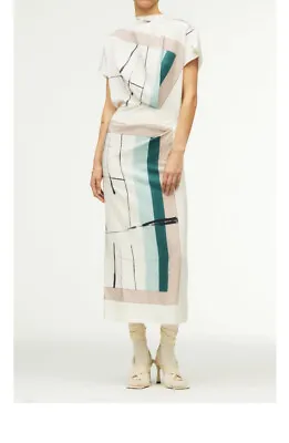 Zara Fitted Studio Funnel Neck Printed Midi Dress Limited Edition 8177/714 Xs • $27.39