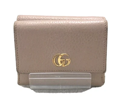 $165.55 • Buy Auth Used GUCCI Purse Cow Leather Wallet Italy Gg Marmont Beige K02991 Folding