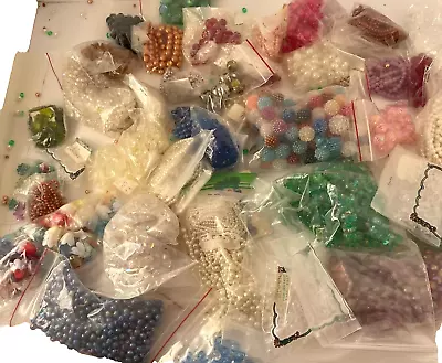 VTG Bead Lot 3 Lbs Plus Glass Plastic Crystals Pearls Seed Leaf Shell Costume • $14.50