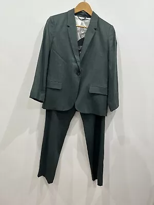 Jigsaw Women's Two Piece Green Trousers Suit Linen Blend  Size UK 12 • £29.99