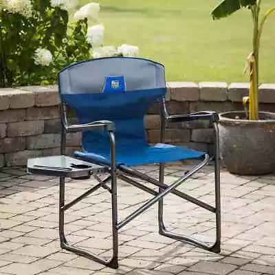 Timber Ridge Folding Directors Chair With Side Table In Blue • £66.99
