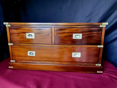 Mahogany Brass Bound Campaign Style Chest Of Drawers/TV Unit • £350