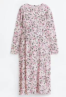 H&M Mama Maternity Floral Midi Summer Wedding Dress Size S 8 - 10 • £5