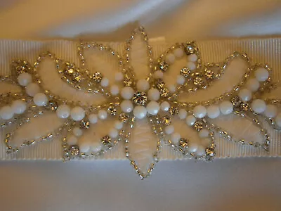 La Sposa Ivory Fabric Wedding Dress Sash Crystals Beads Embroidery New • $50