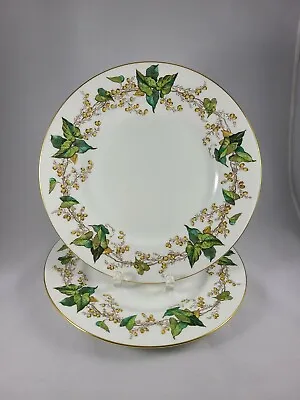 Minton Lothian S-431 Bone China 2 Dinner Plates 10 5/8  Round. Wreath Back Stamp • $52