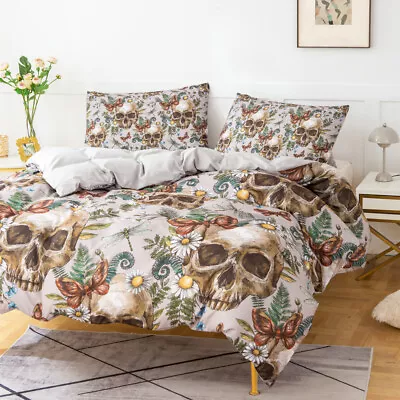 3D Plant Butterfly Dragonfly Skull Quilt Cover Set Bedding Sets Pillowcases • $129.99