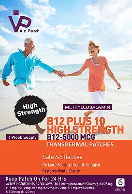  VITAMIN B12 HIGH STRENGTH Patches - 5000 MCG 100% Natural. 6 Weeks Supply • £16.99