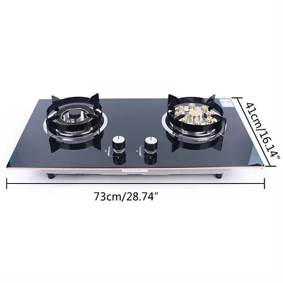 Gas Cooktop Stove Kitchen Cooker 2 Burners Built-In NG Natural Gas Stove Black • $137