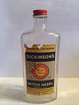 $10 • Buy Vintage Dickinson's Witch Hazel 1 Fluid Pint Glass Bottle - Essex, Conn