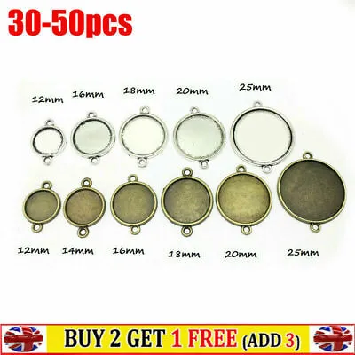 £7.02 • Buy Double Holes Bezel Pendant Trays Cabochon DIY Jewelry Findings Connector 12-25mm