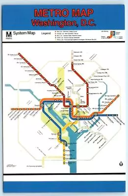 WASHINGTON D.C. ~ Illustrated METRO MAP Public Transportation - 4 X6  Postcard • $5.93