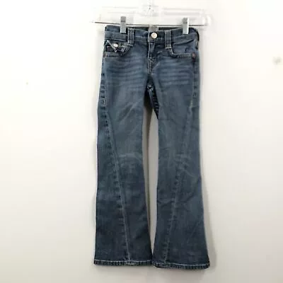 True Religion Girls Blue Joey Medium Wash Pockets Denim Flared Jeans Size 5 • $12