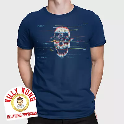 Skull Glitch TV T-Shirt Retro Tee 70s 80s 90s  Classic Gift Horror Zombie Love • £10.82