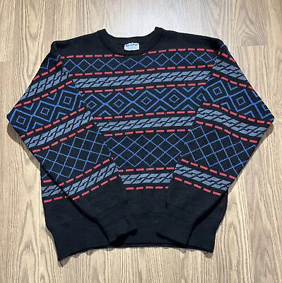 Vintage Meister Ski Pullover Sweater Geometric 100% Wool Sz L • $15