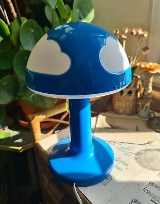 Vintage IKEA Skojig Cloud Table Lamp Retro Blue White Mushroom Nursery • £27