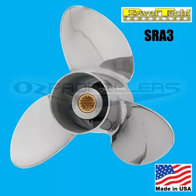 18-25HP MERCURY/MARINER Power Tech SRA3 STAINLESS  PROPELLER 3 Blade! ALL SIZES! • $449.41