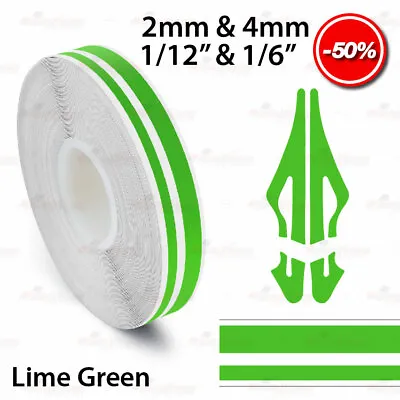 LIME GREEN 12mm 1/2  Roll PinStripe PinStriping Dual Line Tape Vinyl Car STICKER • $6.80
