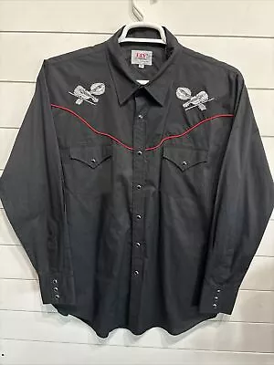 Vintage Ely Diamond Western Black Pearl Snap Country Music Nashville Shirt XL • $34.95