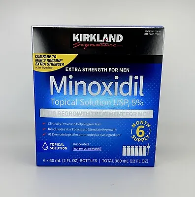 Kirkland Signature Minoxidil 5% Men Hair Regrowth Solution 6 Month Bottles • $49.98