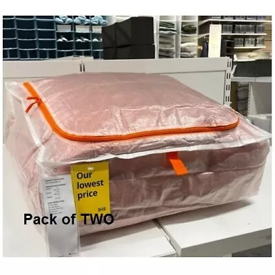 2 X IKEA PARKLA Large Transparent Strong Plastic Zipped Under Bed Storage Bag • £8.99