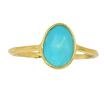 18K Gold Vermeil Composite Kingman Blue Mohave Turquoise Ring S.8 CR33570 • $14.99