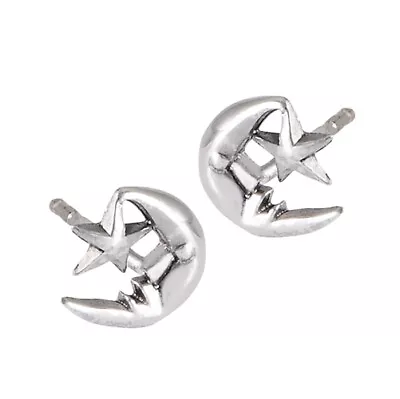 Sterling Silver Moon And Star Stud Earrings - Pair - Free Gift Packaging • $10.78