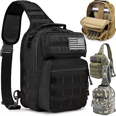 Tactical Sling Bag Pack Military Rover Shoulder Backpack Molle Assault Range Bag • $24.99