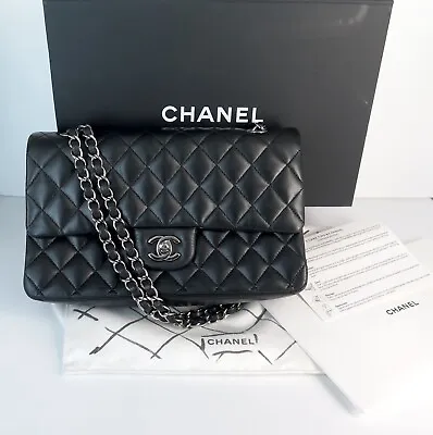 CHANEL Timeless Classic Double Flap Bag In Black Lambskin Leather. RRP $16910 • $8450