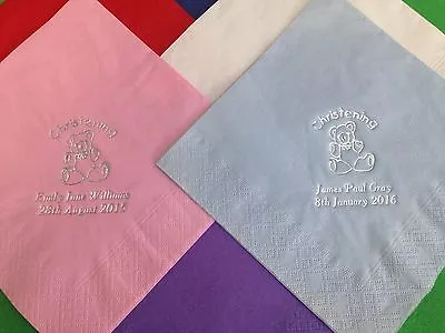 £28 • Buy 100 Personalised Christening Napkins Luxury 3ply 40cm Soft Feel