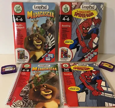 LeapFrog LeapPad Learning System Spider-Man + Madagascar Books + Cartridges • £9.99