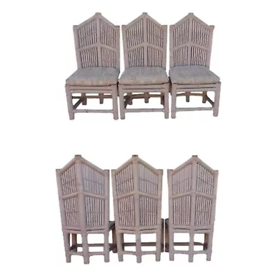 Gothic Cathedral Lane Bamboo Dining Set 6 Chairs & Table Base Organic Modern • $999