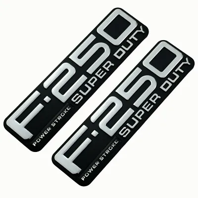 2Pc F250 POWERSTROKE SUPER DUTY Emblems For 99-04 Side Fender Badge Chrome/Black • $28.99