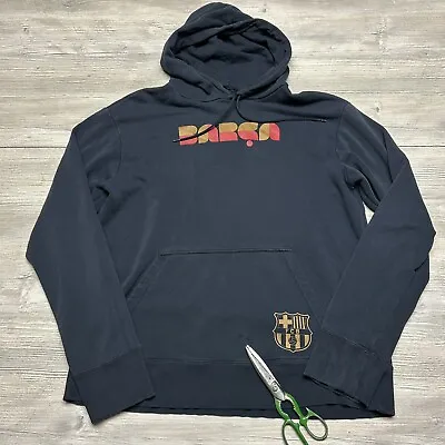 FC Barcelona Hoodie Mens Large Black Pullover Kangaroo  Barca  Nike • $8.75