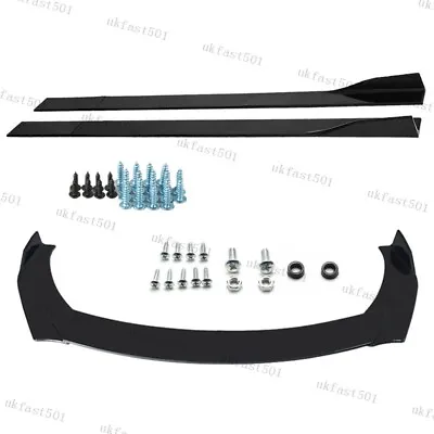 For Honda Civic 05-20 Front Bumper Lip Splitter Spoiler + Side Skirts Kit #UF • £55.95