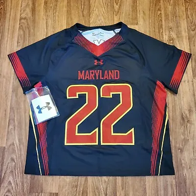 Under Armour Maryland Terrapins Jersey Lacrosse Mens Large 50-52 Black New • $28.95