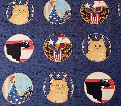 Patriotic Panel Blocks 23x42 Warren Kimble QT Cats Cow Eagle Barn Rooster • $5.99